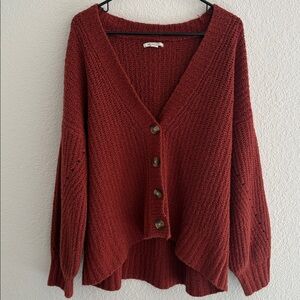 American Eagle Outfitters Deep Red Cardigan